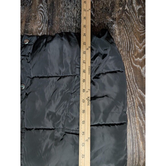 bebe Jacket Womens Medium Black Puffer Hooded Quilted Snap Zip Logo Patch Coat - Picture 11 of 11